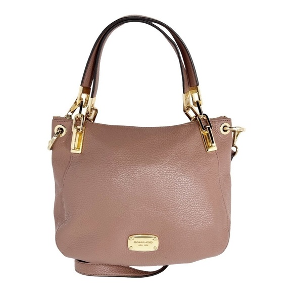 Michael Kors Mauve Dusty Pink Leather Brooke Medium Shoulder Crossbody Handbag - Picture 3 of 14